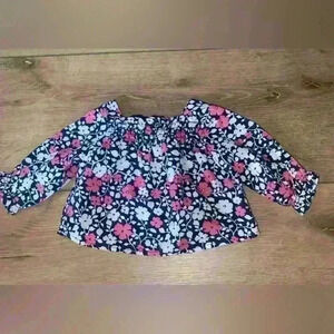 5/$10-Old Navy Baby Girl Blue & Pink Floral Top Size 3 Months